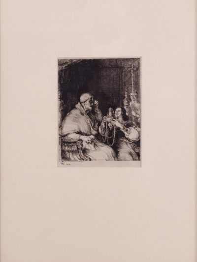 An original etching by Sir David Wilkie (1785-1841) : 'Benvenuto Cellini offering his censer for the approval of Pope Paul. III' Dated 1824