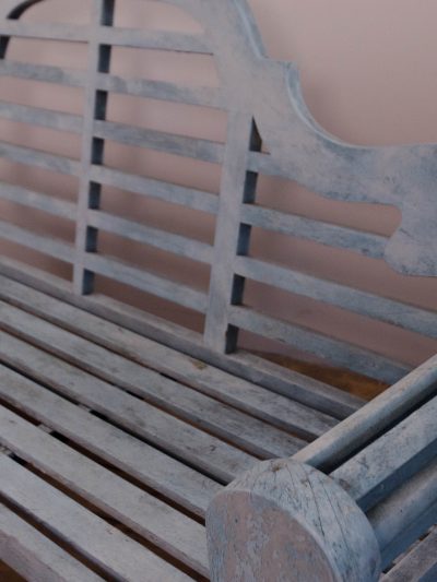 Blue Painted Teak Lutyens Bench