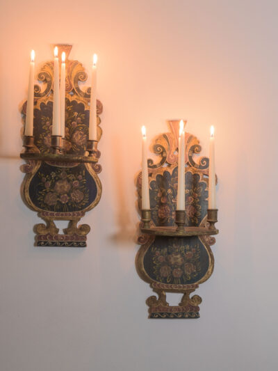 A Pair of Painted Candle Brackets