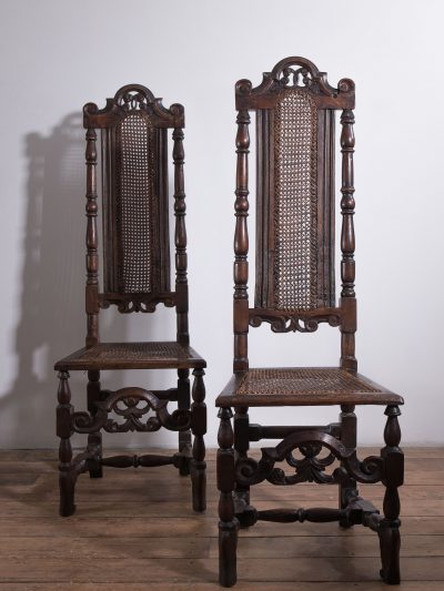 A Pair of Oak Carolean Style Chairs