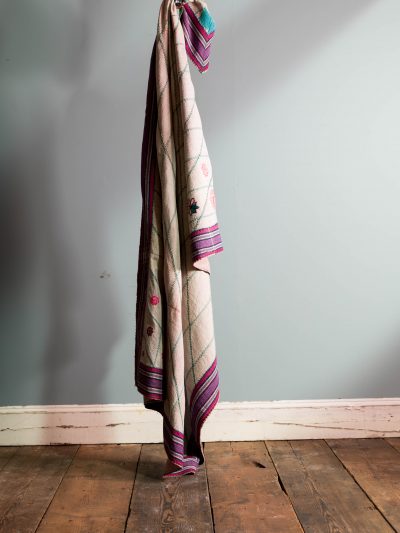 antique Indian stichwork quilt or kantha throw