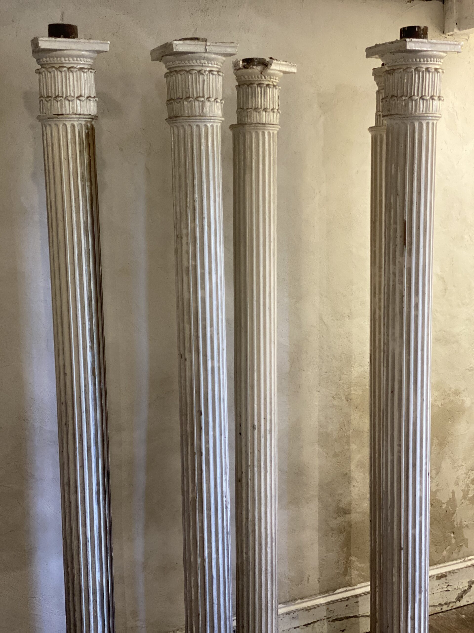 Six 19thC Fluted Pine Columns - Image 4