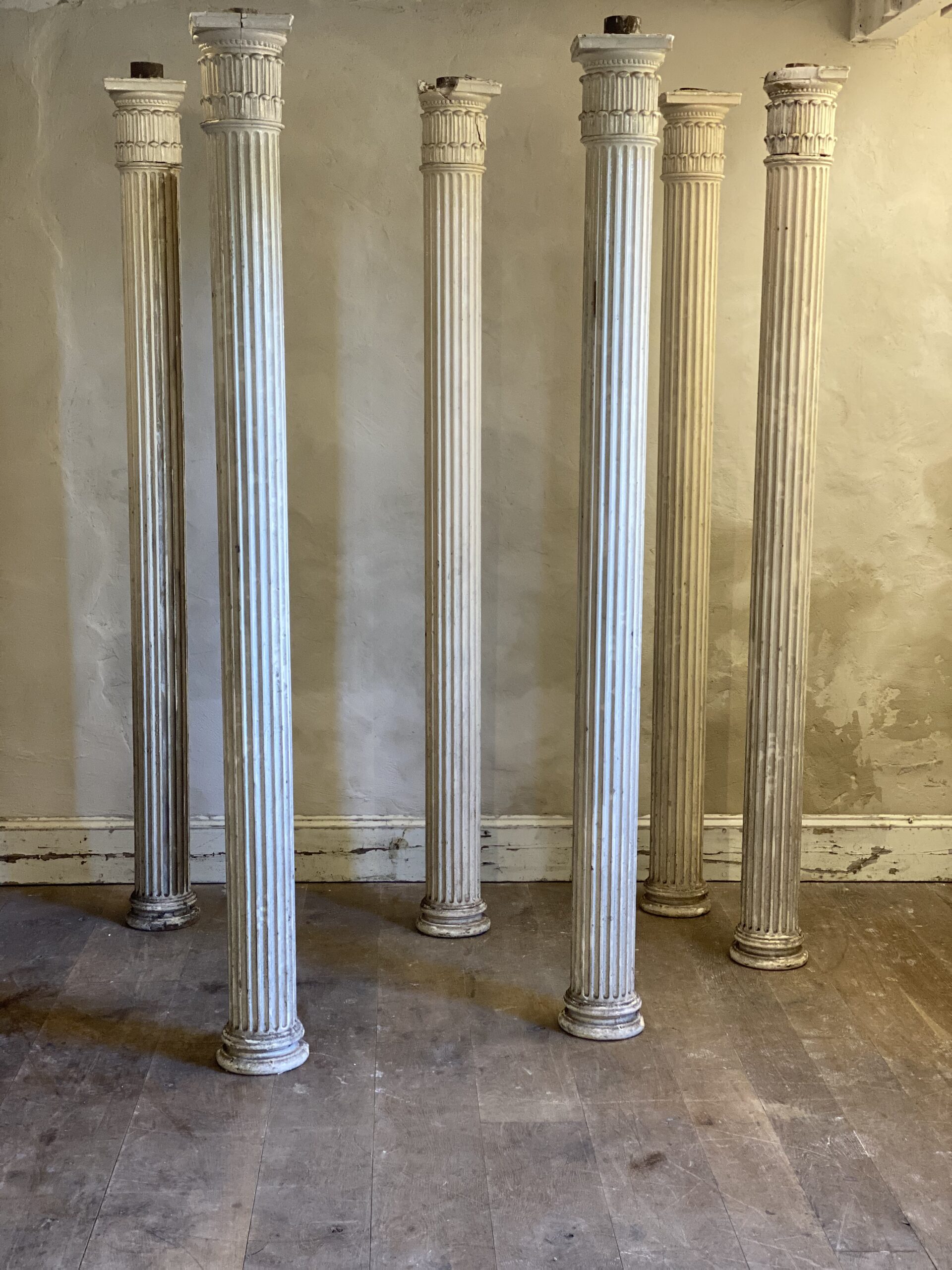 Six 19thC Fluted Pine Columns - Image 7