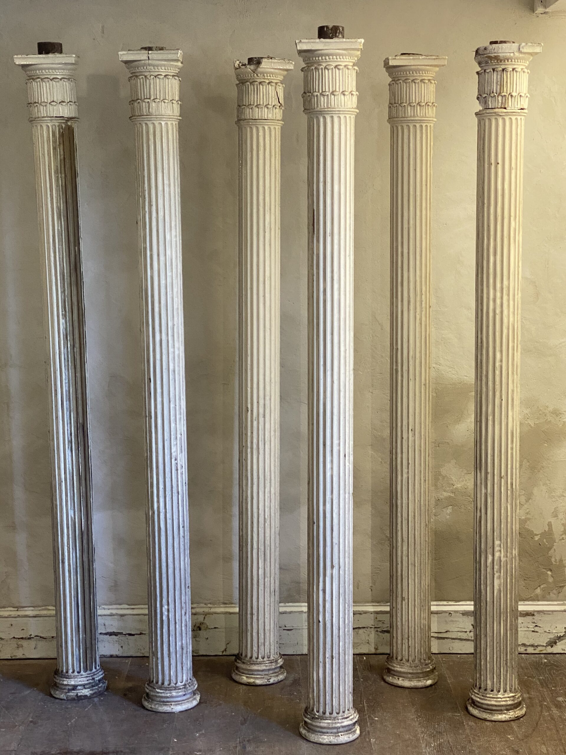 Six 19thC Fluted Pine Columns - Image 2