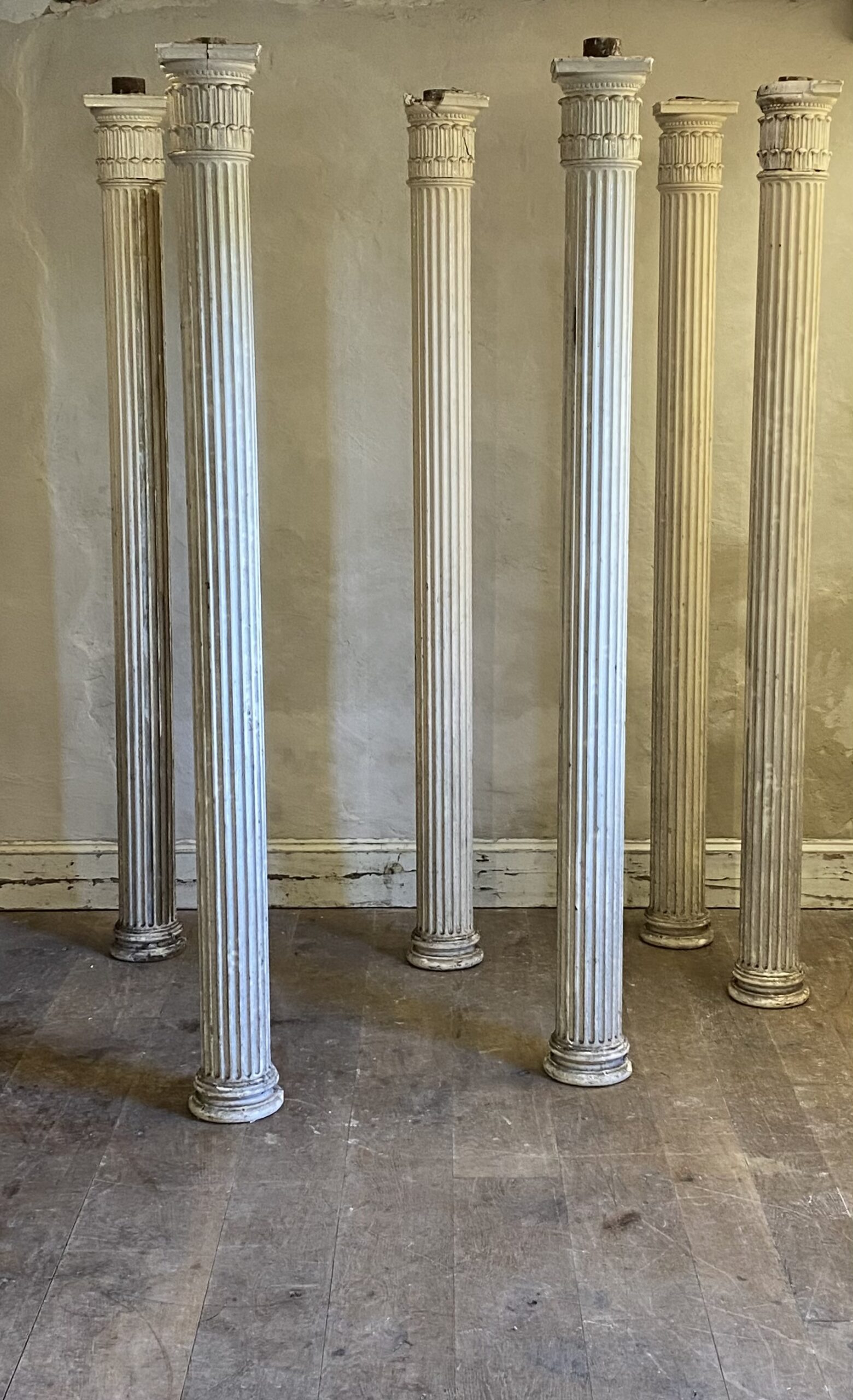 Six 19thC Fluted Pine Columns - Image 6