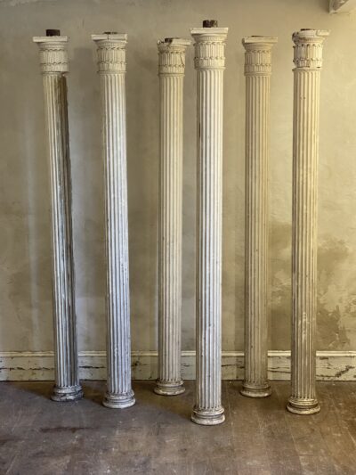 Six 19thC Fluted Pine Columns