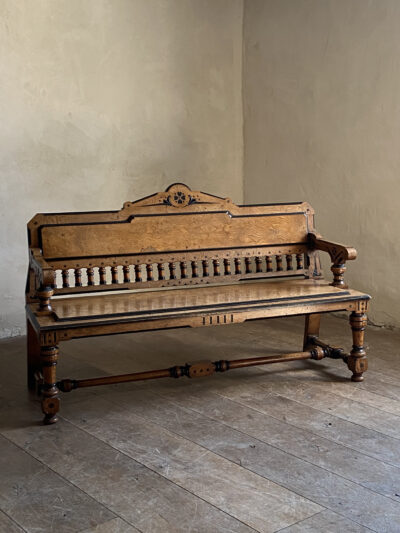 Aesthetic Movement Pollard Oak and Ebony Hall Bench