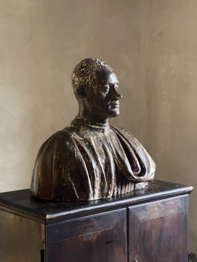 Painted antique plaster bust