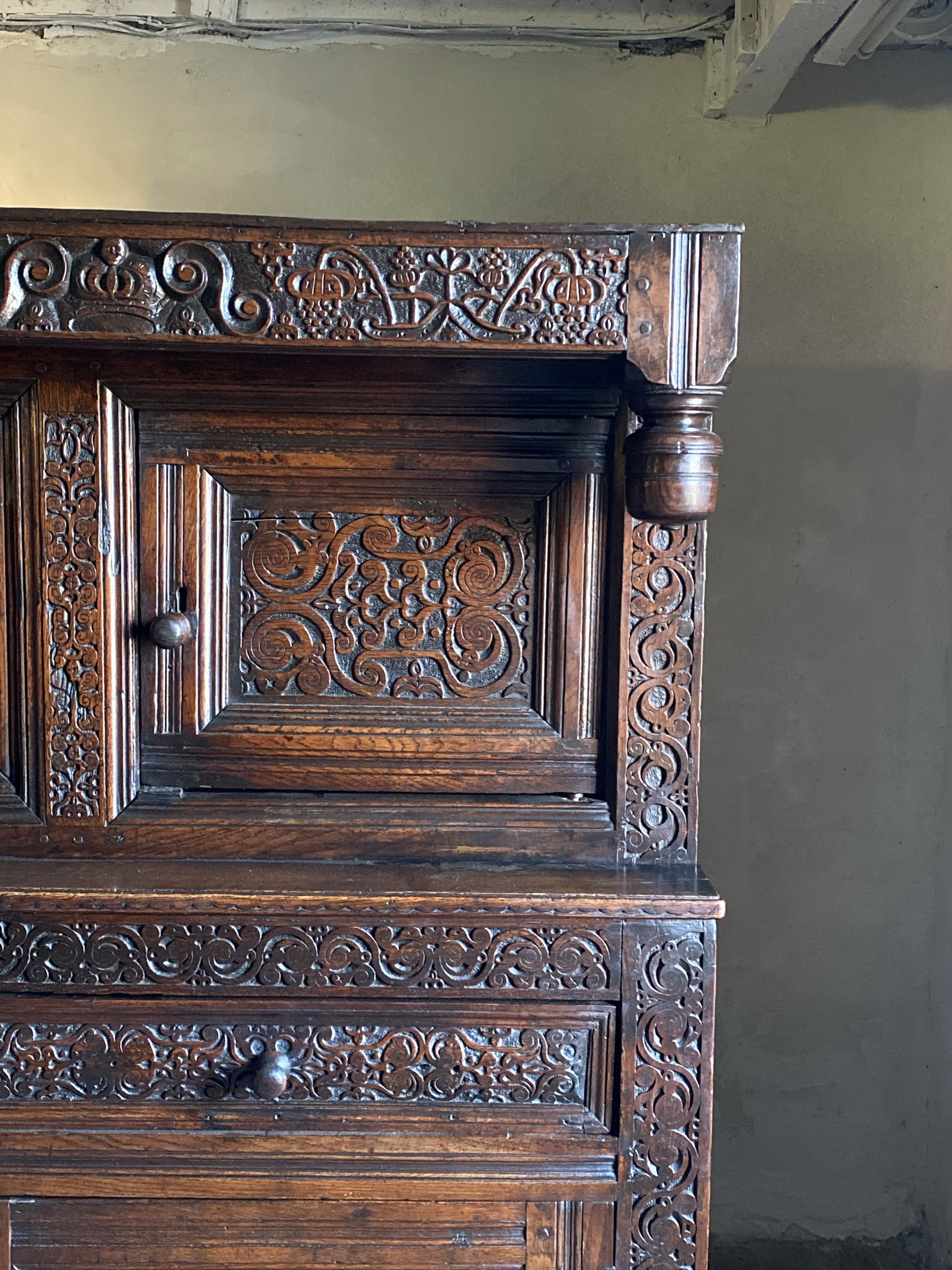 17thC Oak Court Cupboard