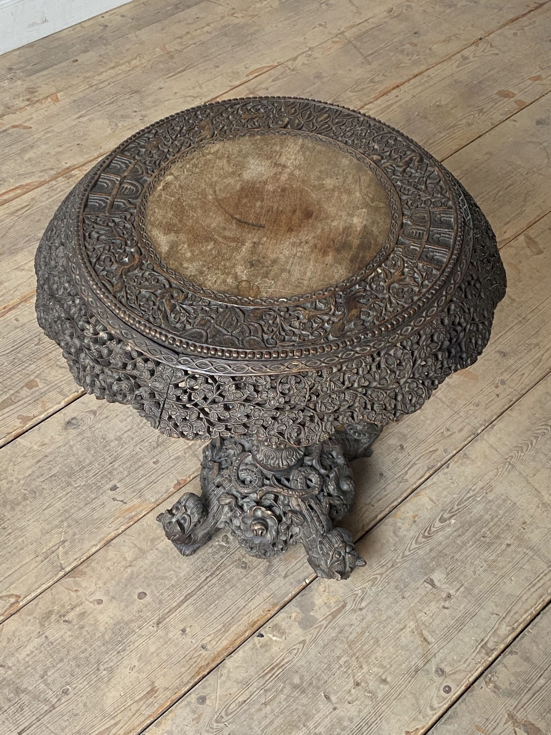 19thC Burmese hardwood tilt top occasional table