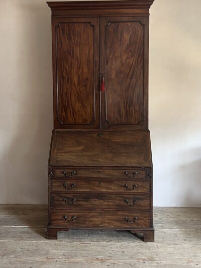 George III mahogany bureau bookcase