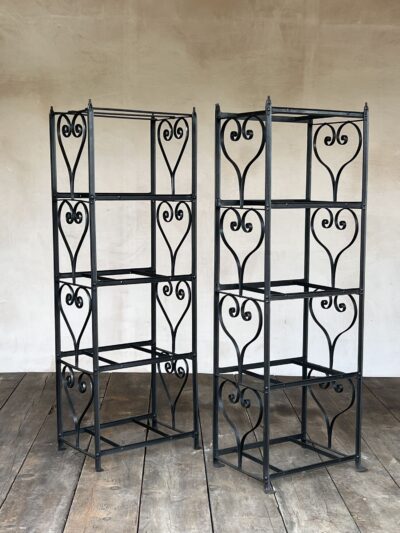 Wrought iron shelving racks