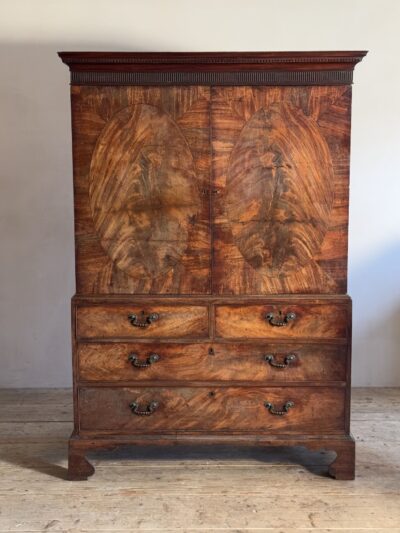 18th Century Chippendale Period Mahogany Linen Press