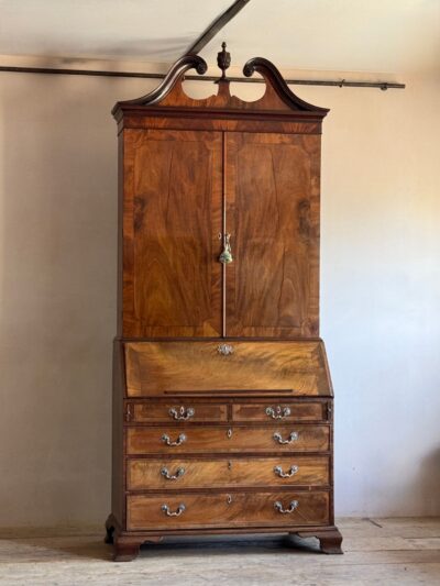 George III Mahogany Bureau Bookcase
